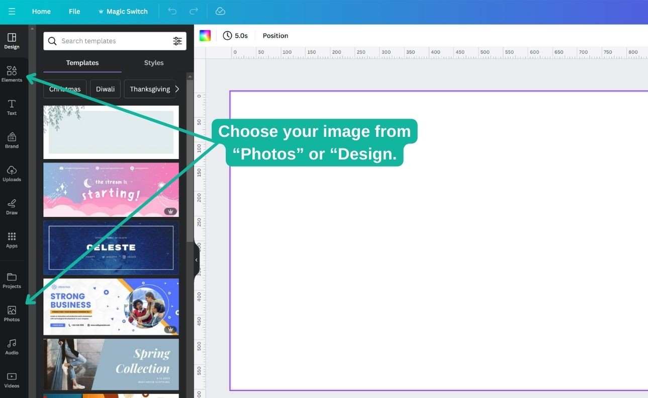 Choose image in Canva