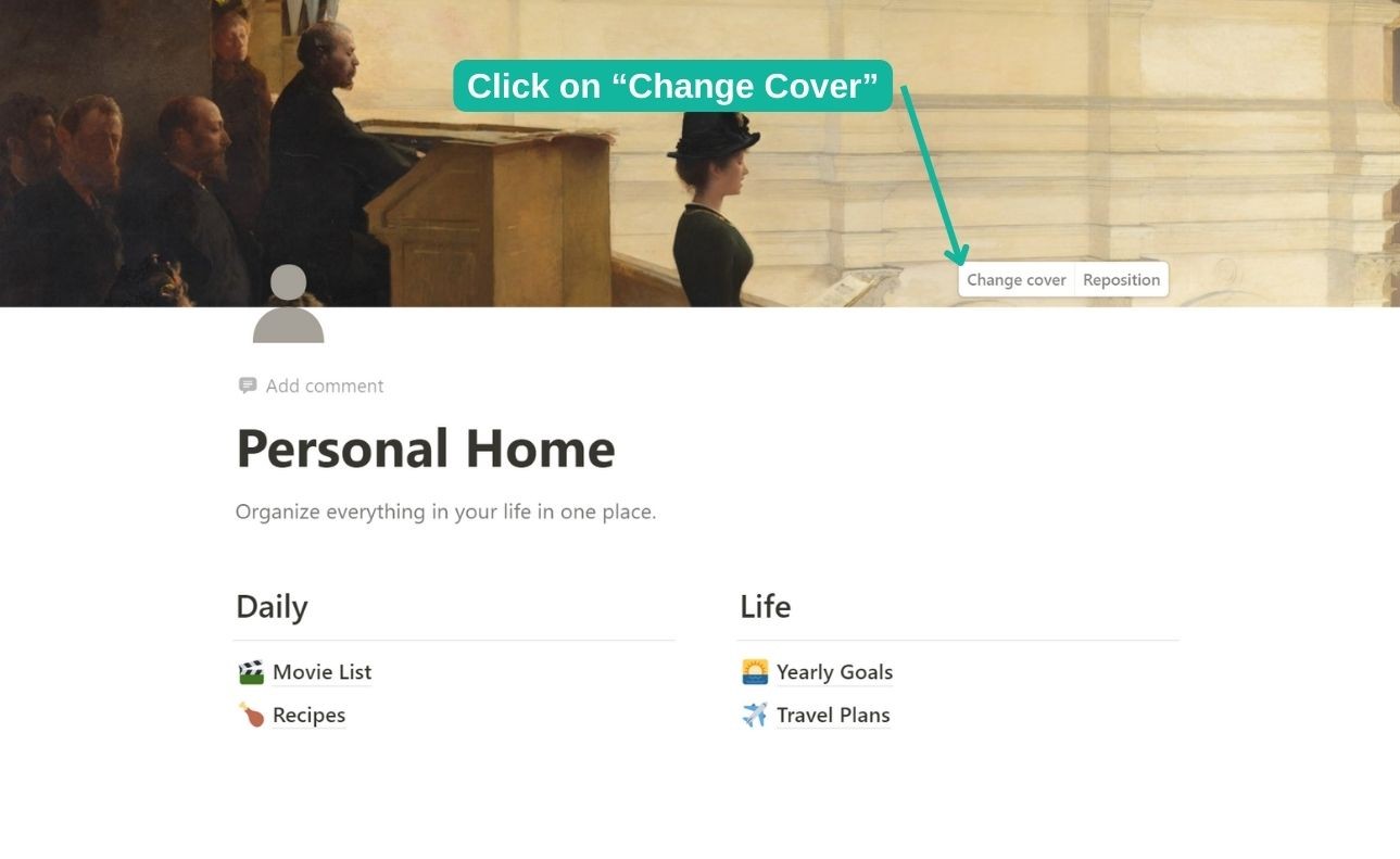Click on change cover